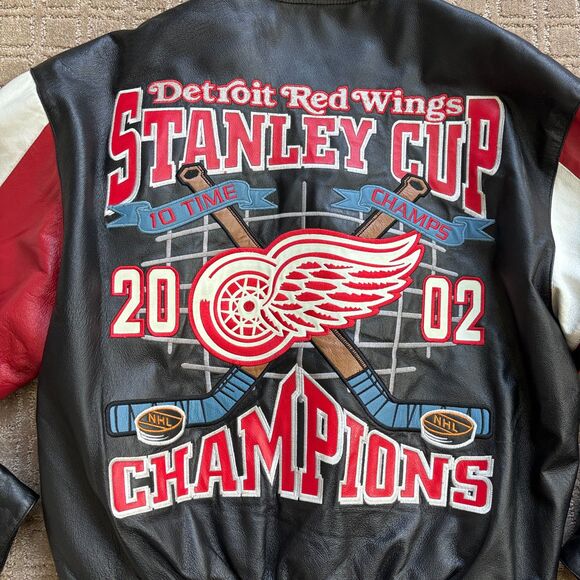VTG Detroit Red Wings Stanley Cup Champions Leather Jacket Jeff Hamilton Large - Picture 2 of 14